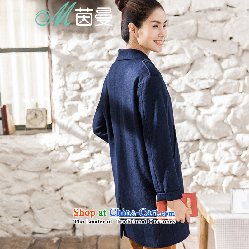 Athena Chu Cayman 2015 winter clothing new minimalist pure color, double-long jacket coat)? female elected as Deep Blue Sapphire 8543210172 Athena Chu (M) has been pressed on INMAN, DIRECTOR Shopping