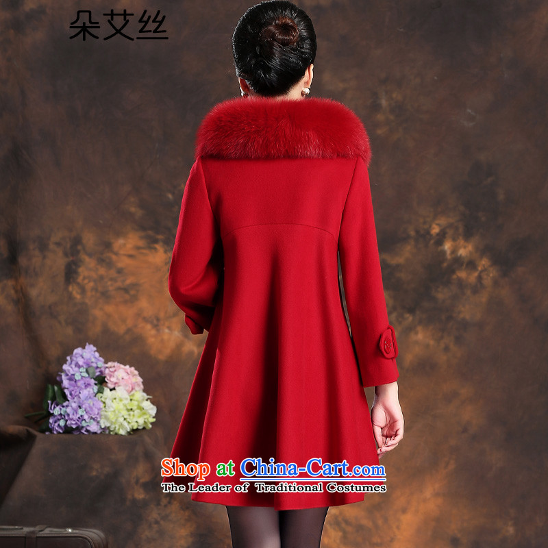 High-end of the population of a true leader cashmere overcoat fox gross girl for winter 2015 New 9 cuff, long hair, Sau San? jacket female red woolen coat , L, flower HIV population , , , shopping on the Internet