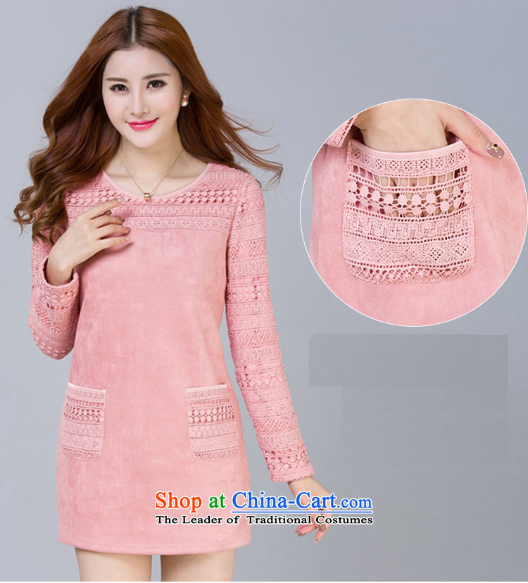 Mr ring bites 2015 autumn and winter new Korean large long-sleeved T-shirt, long lace forming the Women 1272 pink shirt XL Photo, prices, brand platters! The elections are supplied in the national character of distribution, so action, buy now enjoy more preferential! As soon as possible.
