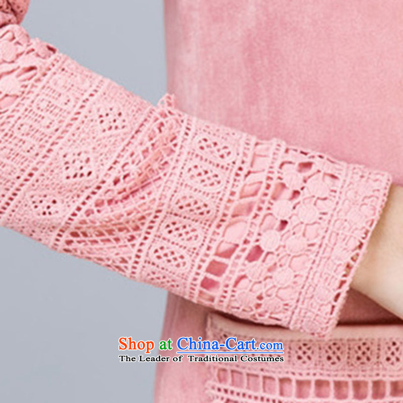 Mr ring bites 2015 autumn and winter new Korean large long-sleeved T-shirt, long lace forming the Women 1272 pink shirt XL, Mr Mak ring bites shopping on the Internet has been pressed.