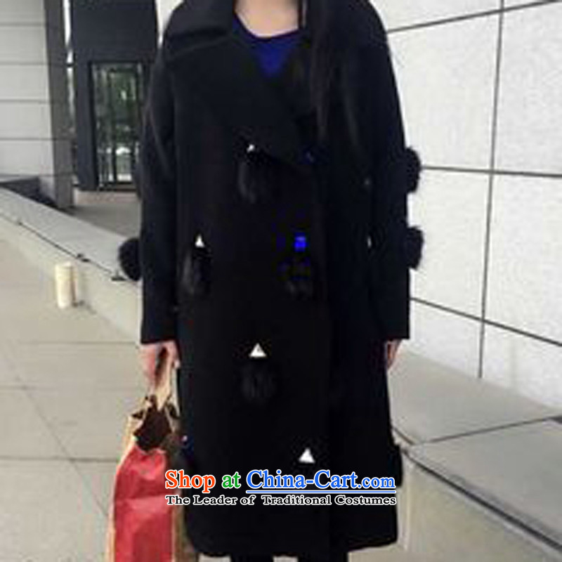 The new 2015 Korean goddess of autumn and winter coats new gross? Guo beautying with long hair)? jacket new clothes black s,ivola,,, shopping on the Internet