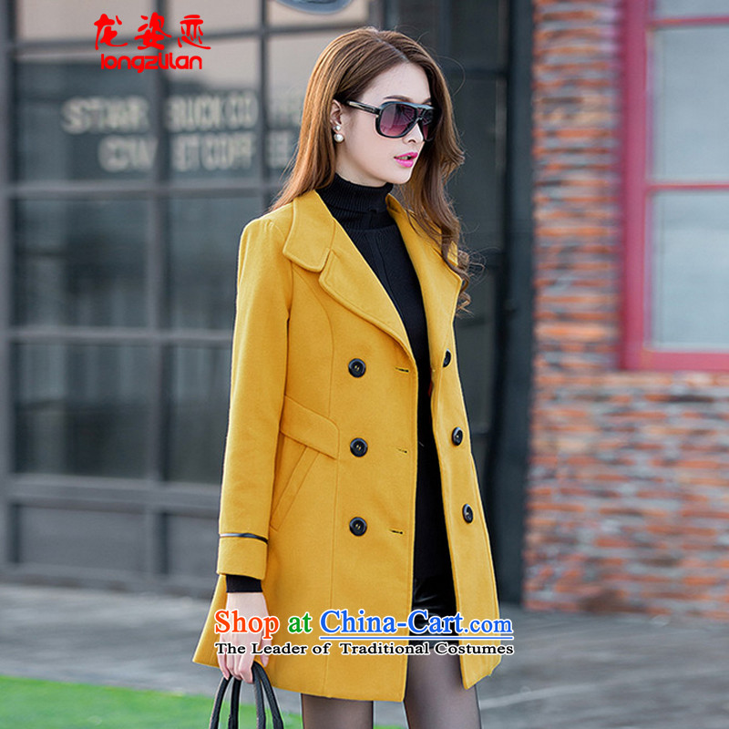 Dragon Land 2015 autumn and winter Gigi Lai new Korean girl in long hair? female suits for jacket for larger a wool coat 9168 female dragon land Amaral, L, yellow (LONGZILIAN) , , , shopping on the Internet
