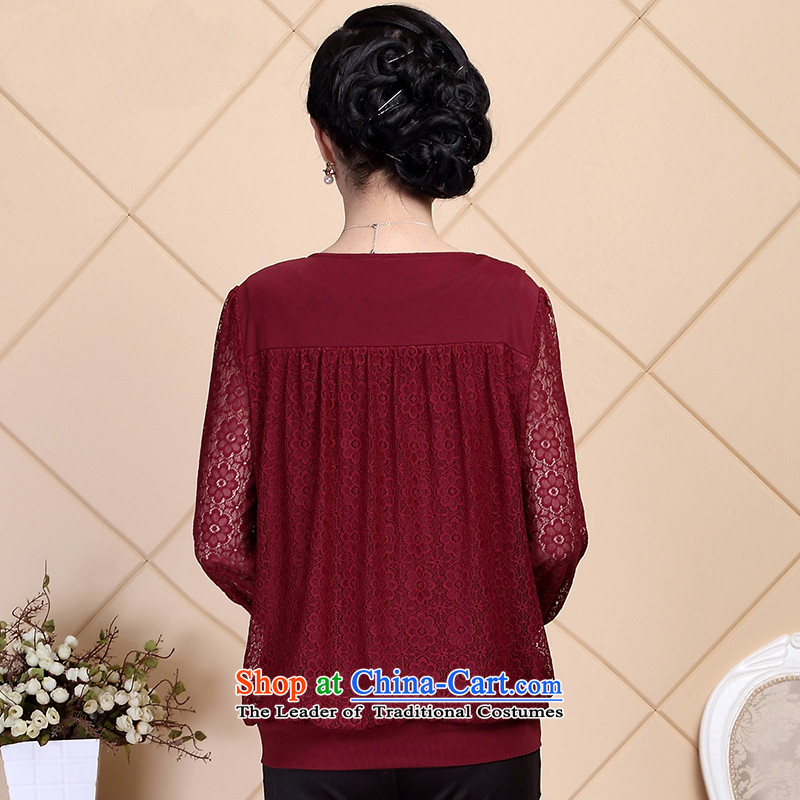 Stylish shirt ousmile 2015T Lace up large load forming the mother in the Netherlands shirt of older women fall inside HT05 HT05 red 5xl,ousmile,,, shopping on the Internet