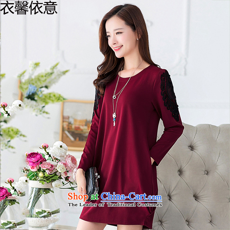In accordance with the intention to include yi 2015 autumn and winter new larger female plus lint-free Thick coated dresses Y444 female XXXXL, Yi Xin, wine red in accordance with the intention of online shopping has been pressed.