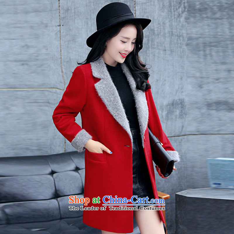 Refreshing gross jacket coat? The autumn and winter 2015 female new stylish Korean version of a wool coat black , L, refreshing shopping on the Internet has been pressed.
