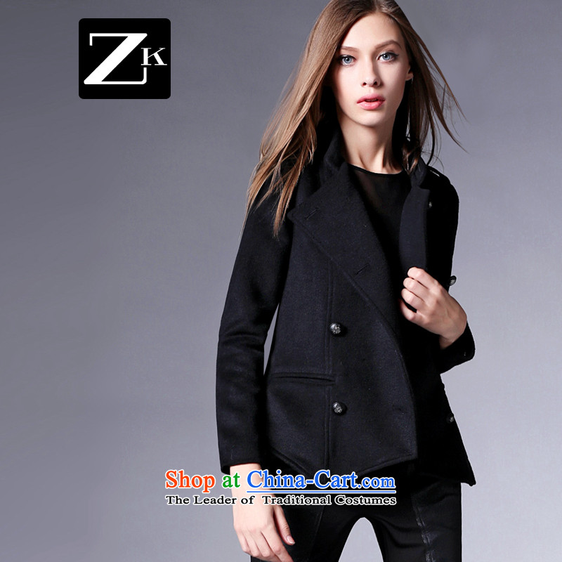 Zk Western women 2015 Fall/Winter Collections new double-jacket in gross? Long Sau San a wool coat woolen coat black M,zk,,, shopping on the Internet
