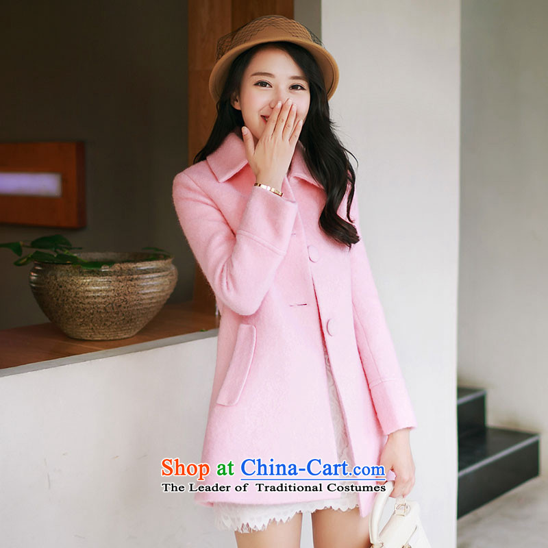 Christy Love 2015 autumn and winter new Korean version in the long hair of Sau San? jacket lapel a wool coat D3059 female pink S expected issued on 22 November, Christy Love , , , shopping on the Internet