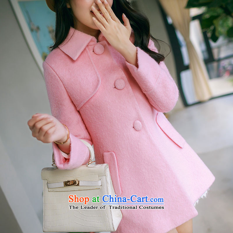 Christy Love 2015 autumn and winter new Korean version in the long hair of Sau San? jacket lapel a wool coat D3059 female pink S expected issued on 22 November, Christy Love , , , shopping on the Internet