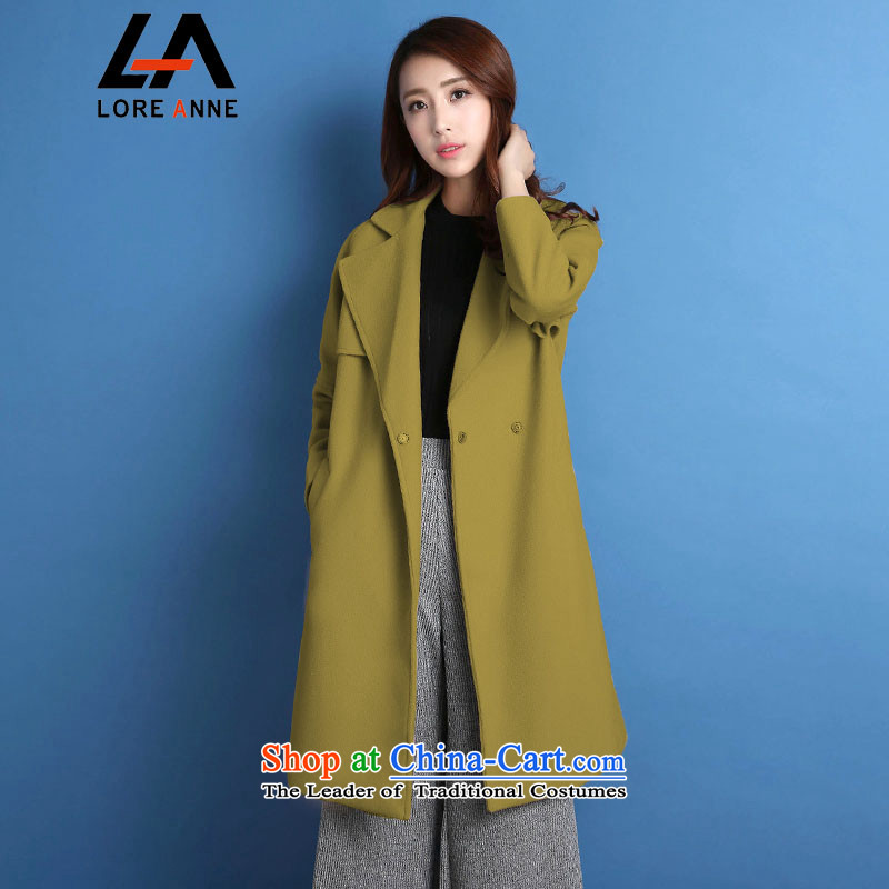 La4 of 2015 gross girls jacket? long winter Korean Sau San larger female Winter Sweater a wool coat 1104 bright orange   S,LOREANNE,,, shopping on the Internet