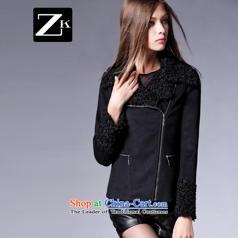 Zk Western women2015 Fall_Winter Collections new gross? jacket Western Street woolen coat a wool coat long-sleeved black Sau SanM