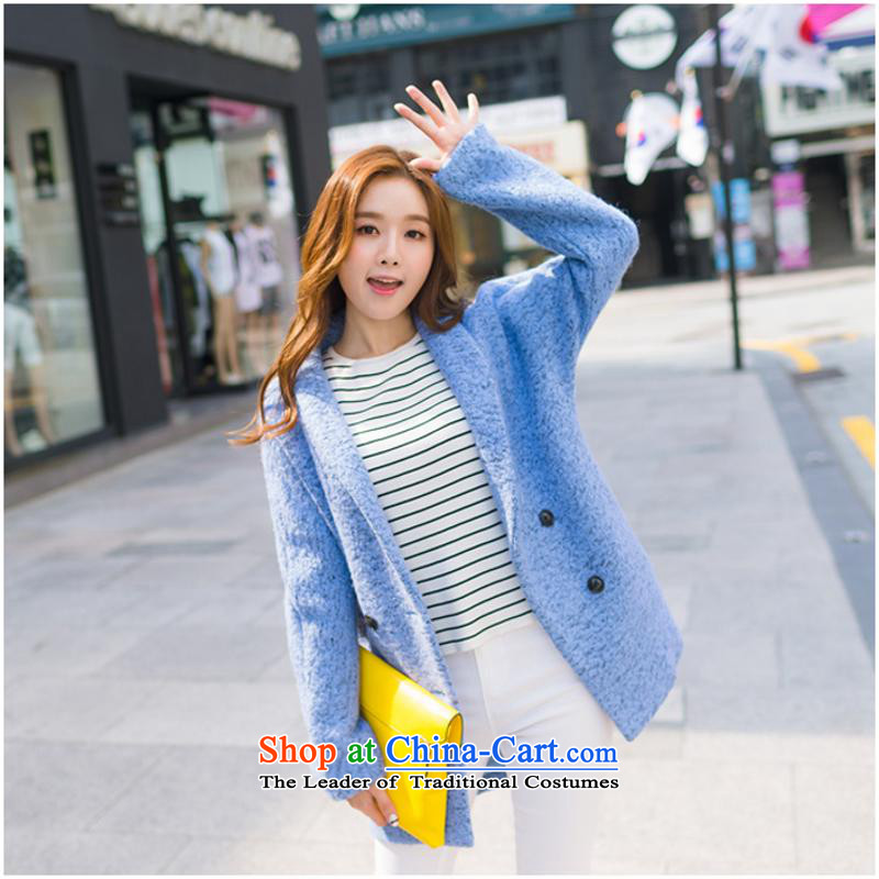 Sin has 2015 winter clothing new Korean loose video in thin large Long Hair Girl cocoon-jacket? a wool coat purple S sin has shopping on the Internet has been pressed.