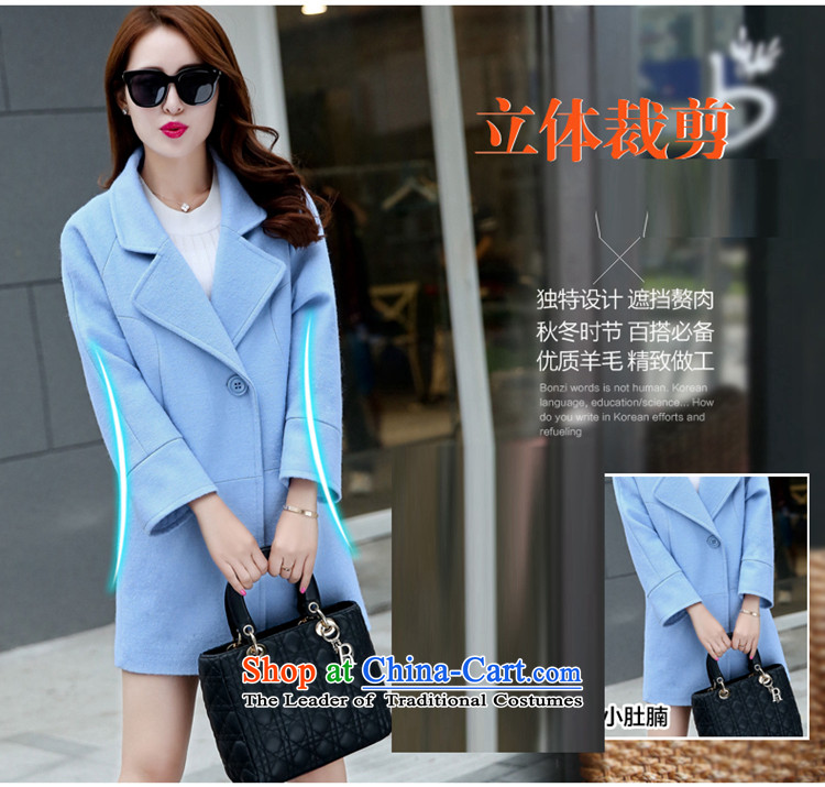 Sin has 2015 autumn and winter new Korean fan Sau San video skinny Heung-wind-up in gross? jacket long a wool coat Blue M picture, prices, brand platters! The elections are supplied in the national character of distribution, so action, buy now enjoy more preferential! As soon as possible.