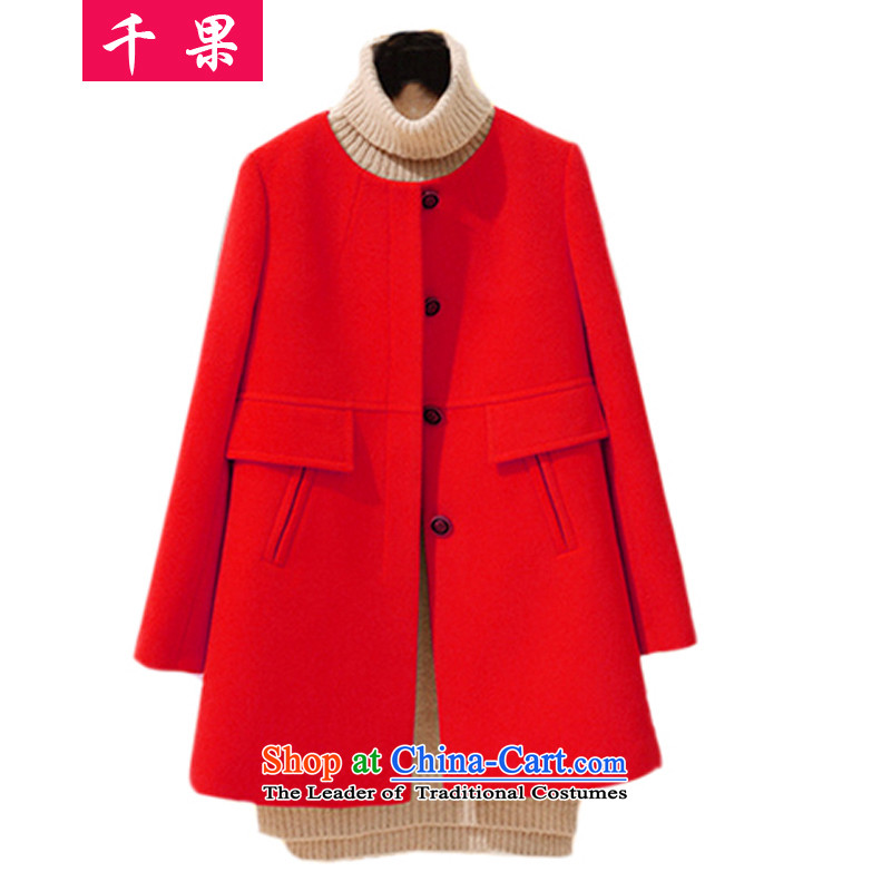 Thousands of fruit thick mm Fall_Winter Collections New 2015 to increase the number of women in the graphics thin long wool coat thick sister? a wool coat red 5XL 9 668