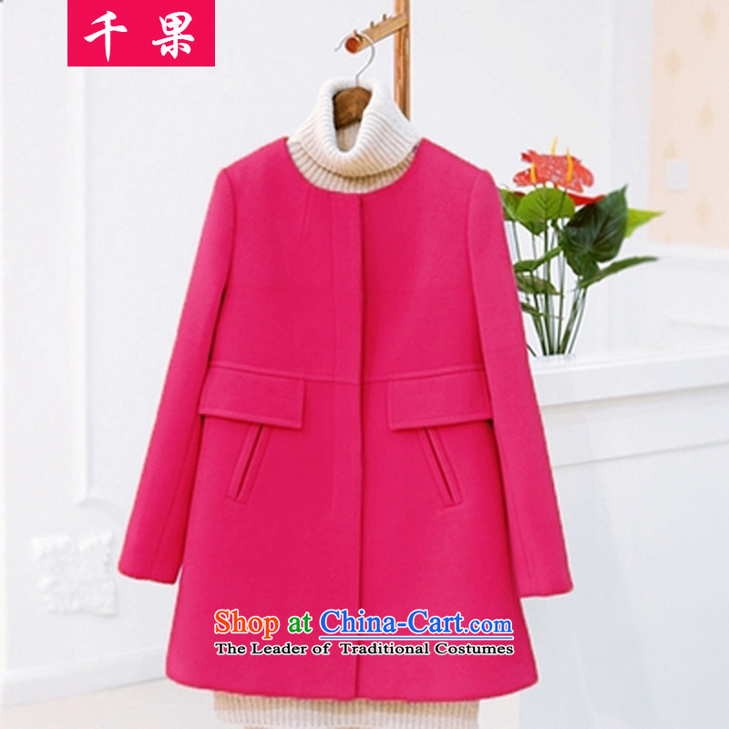 Thousands of fruit thick mm Fall/Winter Collections New 2015 to increase the number of women in the graphics thin long wool coat thick sister? a wool coat 5XL, Red 9 668 000 fruit (QIANGUO) , , , shopping on the Internet