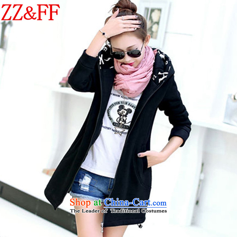 2015 Autumn and winter Zz&ff new larger female thick cardigan in long sweater WT6605 female black XXXL,ZZ&FF,,, shopping on the Internet