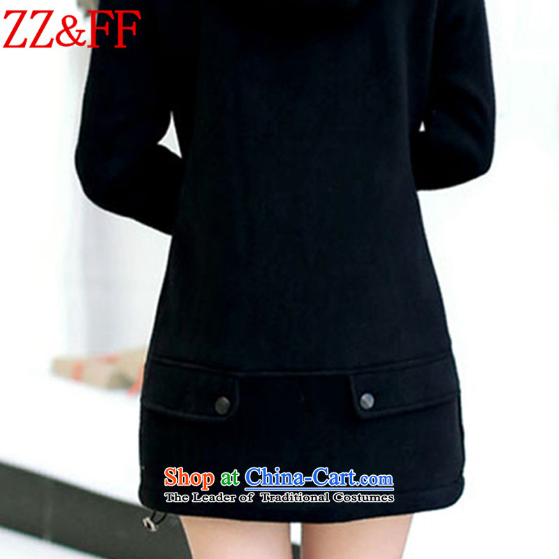 2015 Autumn and winter Zz&ff new larger female thick cardigan in long sweater WT6605 female black XXXL,ZZ&FF,,, shopping on the Internet