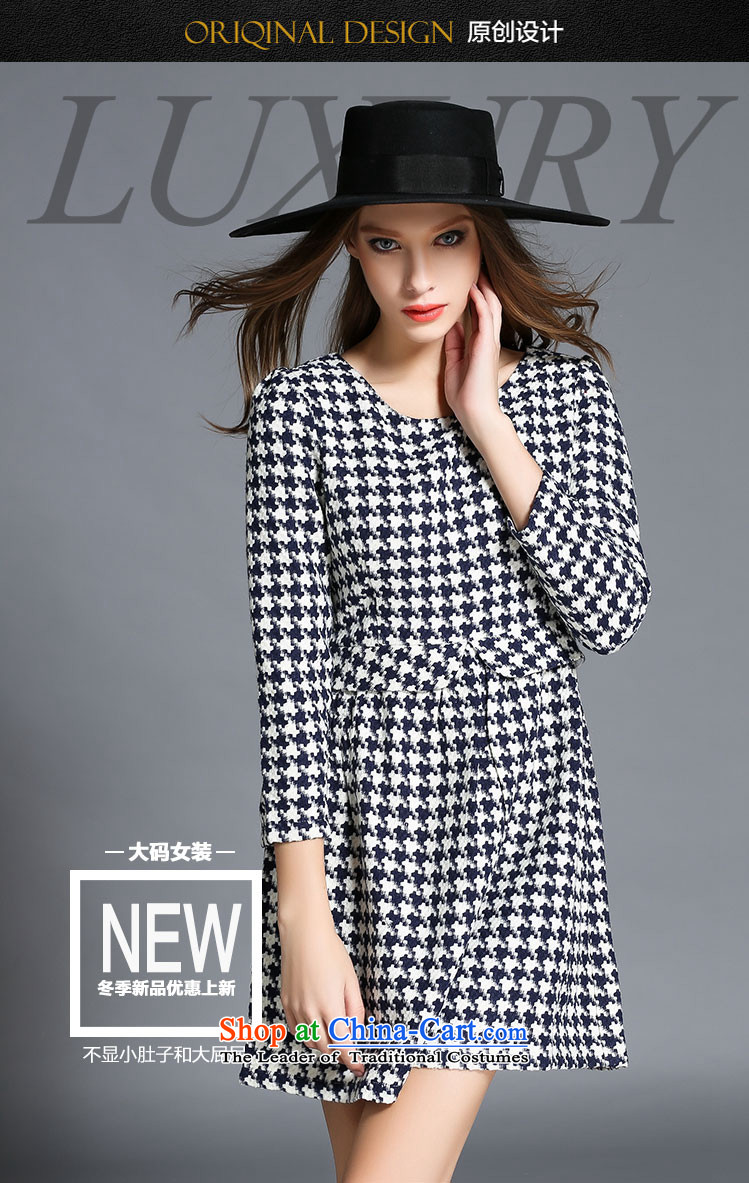 Rui Mei to large 2015 Fall/Winter Collections for women to new xl chidori grid Foutune of video thin Sau San long-sleeved dresses R2171 3XL black picture, prices, brand platters! The elections are supplied in the national character of distribution, so action, buy now enjoy more preferential! As soon as possible.