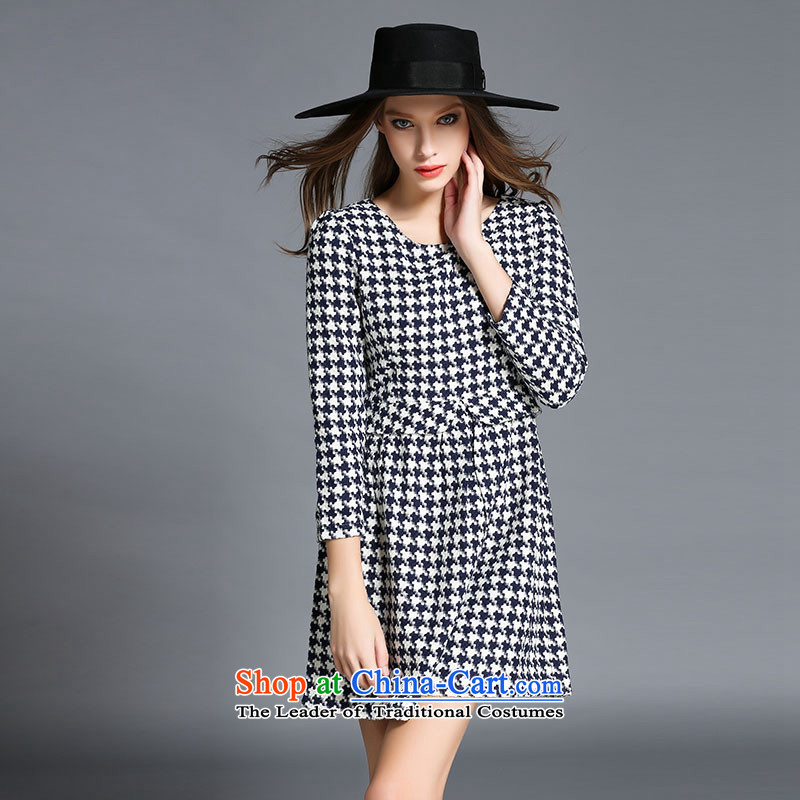 Rui Mei to large 2015 Fall/Winter Collections for women to new xl chidori grid Foutune of video thin Sau San long-sleeved dresses R2171 3XL, Rui Mei be black (RIUMILVE) , , , shopping on the Internet