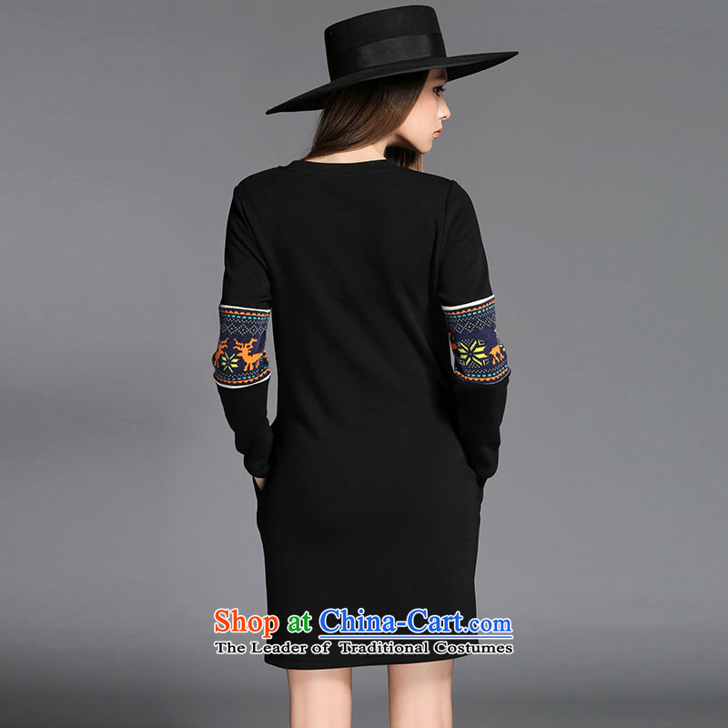 Rui Mei to large 2015 Fall/Winter Collections for women to new xl stylish stamp forming the long-sleeved thick wool dresses R2152 4XL, Rui Mei be black (RIUMILVE) , , , shopping on the Internet
