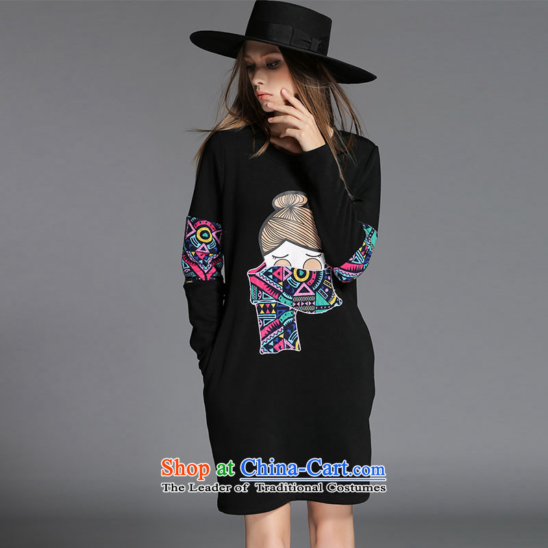 Rui Mei to large 2015 Fall/Winter Collections for women to new xl stylish stamp forming the long-sleeved thick wool dresses R2151 3XL, Rui Mei be black (RIUMILVE) , , , shopping on the Internet