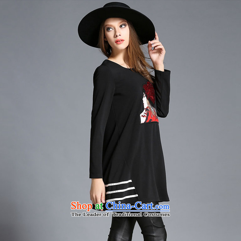 Rui Mei to large 2015 Fall/Winter Collections for women to new stylish light slice xl loose stamp graphics thin A Skirt R2042 3XL, Rui Mei be black (RIUMILVE) , , , shopping on the Internet