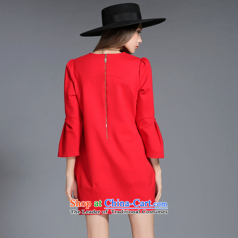 Rui Mei to large 2015 Fall/Winter Collections for women to new xl stylish and elegant dresses R2010 3XL, Rui Mei be red (RIUMILVE) , , , shopping on the Internet