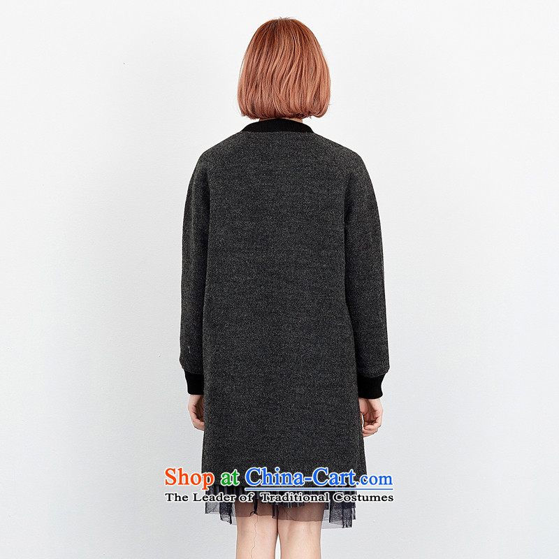 Wide Color Gamut 2015 autumn and winter new Korean female college wind letters in embroidery long cardigan?? Jacket coat gross carbon M wide color gamut (kuose) , , , shopping on the Internet