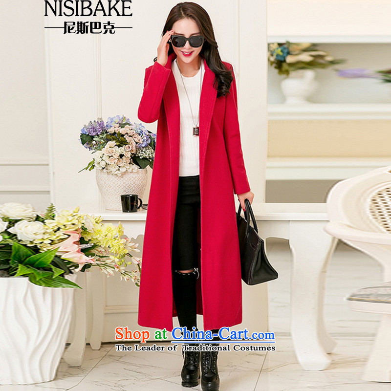 Nice, 2015 autumn and winter, Korean collar plus plush coat in a long, thick Sau San long coat red L