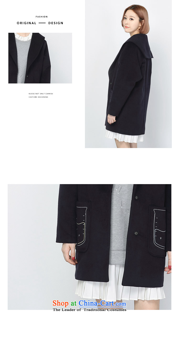 Wide Color Gamut 2015 autumn and winter new Korean navy's women's long pocket embroidery)? coats blue jacket? gross S picture, prices, brand platters! The elections are supplied in the national character of distribution, so action, buy now enjoy more preferential! As soon as possible.