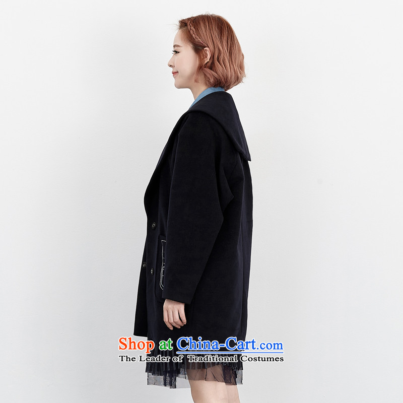 Wide Color Gamut 2015 autumn and winter new Korean navy's women's long pocket embroidery)? coats blue jacket? gross S, broaden the colors (kuose) , , , shopping on the Internet