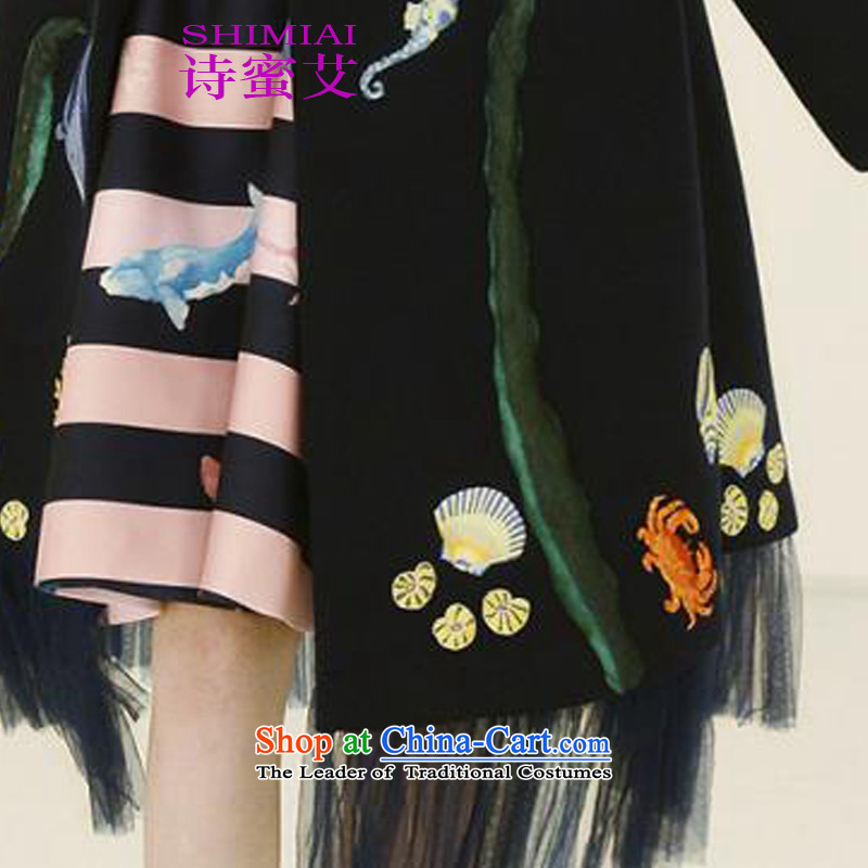 Poetry honey goddess of the new HIV 2015 Guo beautying with autumn and winter new long hair in embroidery? coats jacket Tibetan Blue M (shimisi poetry honey hiv) , , , shopping on the Internet