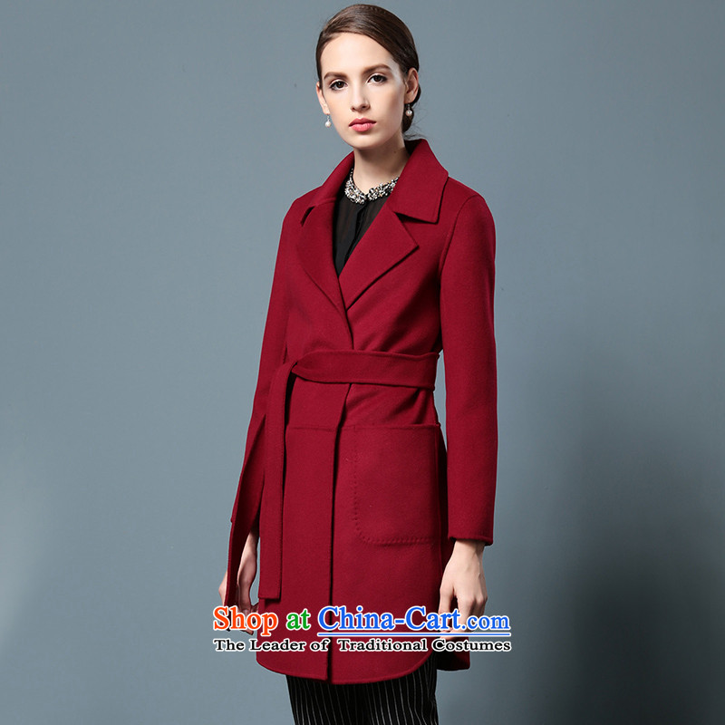 Charlene Choi Gigi Lai early high-end 2-sided wool Zhuang coats women 2015? New fall inside the girl in gross? jacket long cashmere a wool coat wine red , L, Ms Audrey EU, morning shopping on the Internet has been pressed.