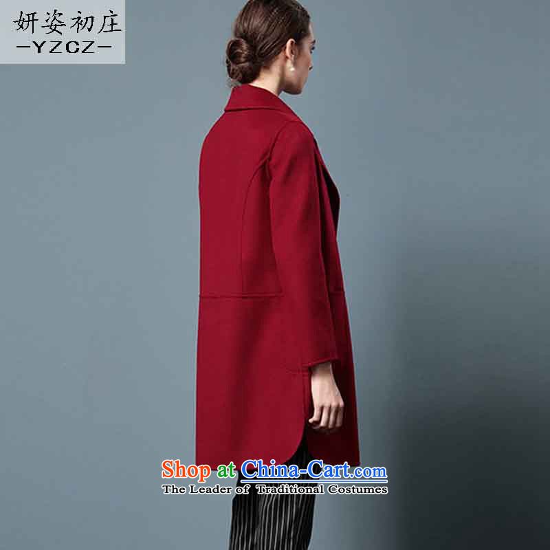 Charlene Choi Gigi Lai early high-end 2-sided wool Zhuang coats women 2015? New fall inside the girl in gross? jacket long cashmere a wool coat wine red , L, Ms Audrey EU, morning shopping on the Internet has been pressed.