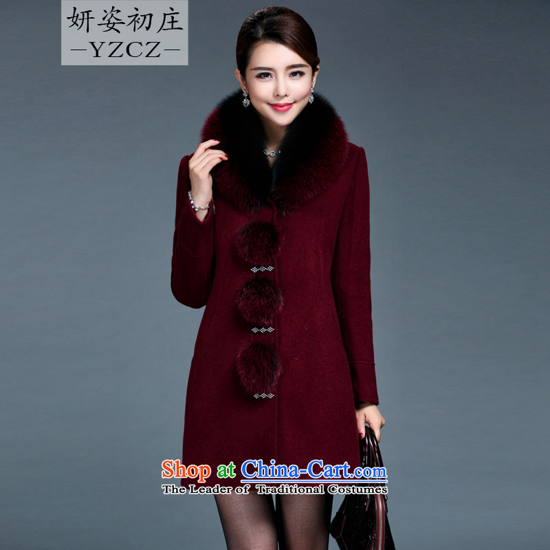 Charlene Choi Chong? coats early Beauty Girl cashmere overcoat so gross 2015 autumn and winter coats female new middle-aged women's large Fox for gross woolen coat black 4XL, Ms Audrey Eu Arabic morning shopping on the Internet has been pressed.