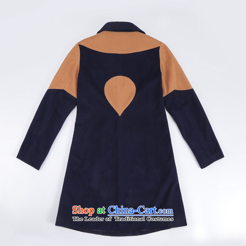 C.o.d. Package Mail to increase the number of autumn and winter new Korean version of the same power of Yang long coats that suit the wool a jacket female single row deep blue jacket 3XL detained approximately 165-180, Constitution Yi shopping on the Internet has been pressed.