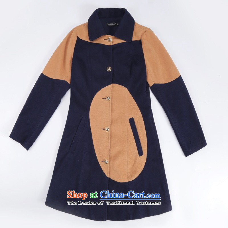 C.o.d. Package Mail to increase the number of autumn and winter new Korean version of the same power of Yang long coats that suit the wool a jacket female single row deep blue jacket 3XL detained approximately 165-180, Constitution Yi shopping on the Internet has been pressed.