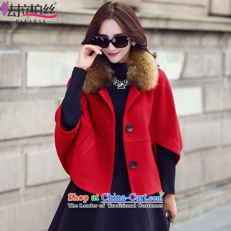 The Frente Population by 2015 Autumn and Winter Park new Korean short, loose large stylish jacket? Look gross cloak-washable wool sweater female G6682? RED?M