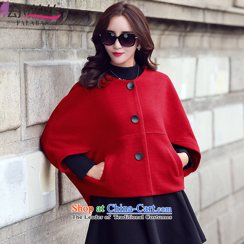The Frente Population by 2015 Autumn and Winter Park new Korean short, loose large stylish jacket? Look gross cloak-washable wool sweater female G6682? RED M Ferrari (FALABAS Park) , , , shopping on the Internet