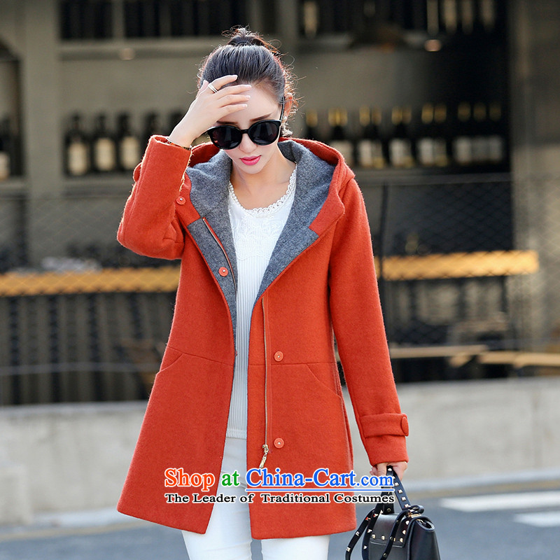 Sin has wool coat girl in long?)? a coat of gross new boxed Korean autumn Fall/Winter Collections of lime green  M sin has shopping on the Internet has been pressed.
