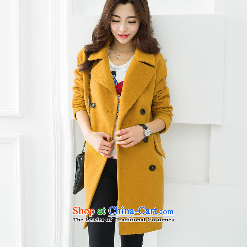 Sin has wool coat 2015 autumn and winter will replace the new Korean women in a relaxd thick long hair? female turmeric yellow jacket  , sin has shopping on the Internet has been pressed.