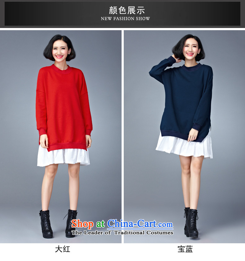 2015 Autumn and Winter Korea MEISUDI version of large numbers of ladies thick leave two loose video in thin long wild forming the long-sleeved blue skirt are loose) code (pictures, prices, brand platters! The elections are supplied in the national character of distribution, so action, buy now enjoy more preferential! As soon as possible.