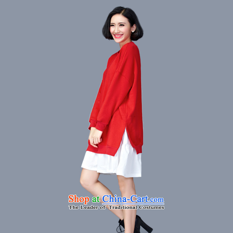 2015 Autumn and Winter Korea MEISUDI version of large numbers of ladies thick leave two loose video in thin long wild forming the long-sleeved blue skirt are loose) code (MISO (MEISUDI) , , , shopping on the Internet