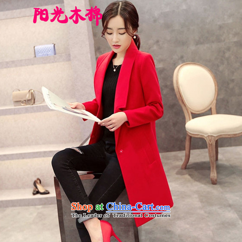 Sun Kapok 2015 gross new big girl jacket? Fall_Winter Collections in the euro version long new a wool coat suit for gross is Korean female Red Jacket coat?L