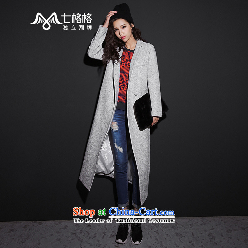 7 2015 New winter Princess Returning Pearl long long-sleeved black and gray two liberal colors? coats female