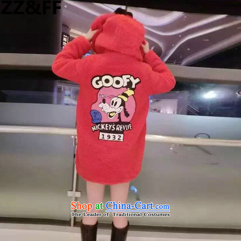2015 Large fat Zz&ff mm winter clothing new card with cap in the countrysides Long chicken-Fleece Jacket Female5256 Video thin red XXXL,ZZ&FF,,, shopping on the Internet