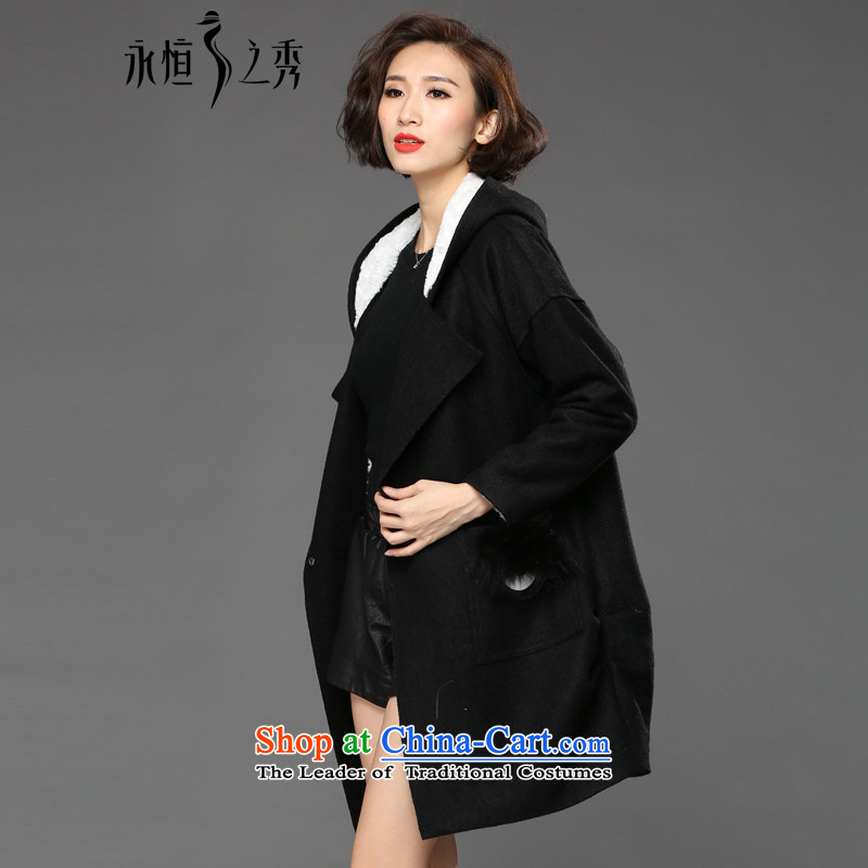The Eternal Sau 2015 large female winter clothing stylish black-and-white collision personality temperament black-colored coat 3XL, eternal Soo , , , shopping on the Internet