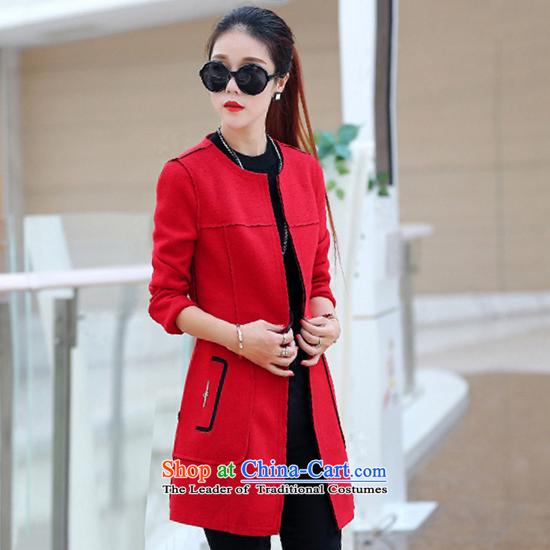 Zui fen 2015 autumn and winter new Korean long-sleeved jacket in Sau San female long neck hair? female 8877 Red ,L,Coat drunken zuifen Fen () , , , shopping on the Internet