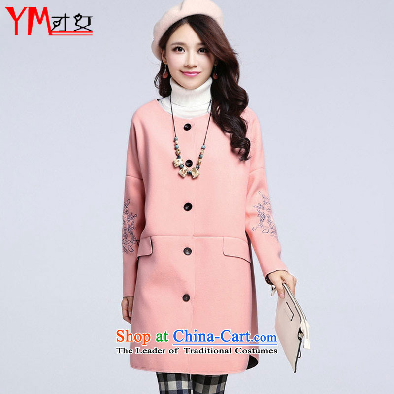 Omi only female autumn and winter female gross female jacket coat? 2015 winter new Korean Version_? coats relaxd long cashmere winter jackets with new products pinkL