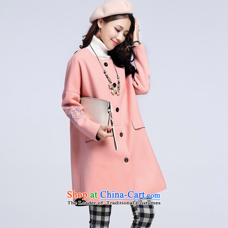 Omi only female autumn and winter female gross female jacket coat? 2015 winter new Korean Version)? coats relaxd long cashmere winter jackets with new products pink , L OMI only female , , , shopping on the Internet