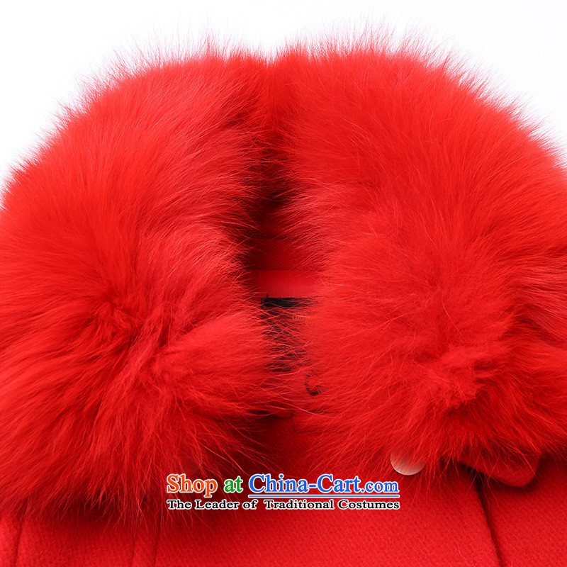 Li Xue Winter 2015 New Fox gross collar double row is plush coat X444251D10? female red 160/84A/M, enamels shopping on the Internet has been pressed.